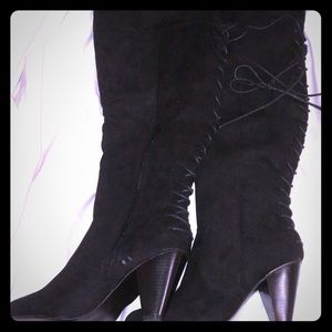 Thigh high vegan suede boots